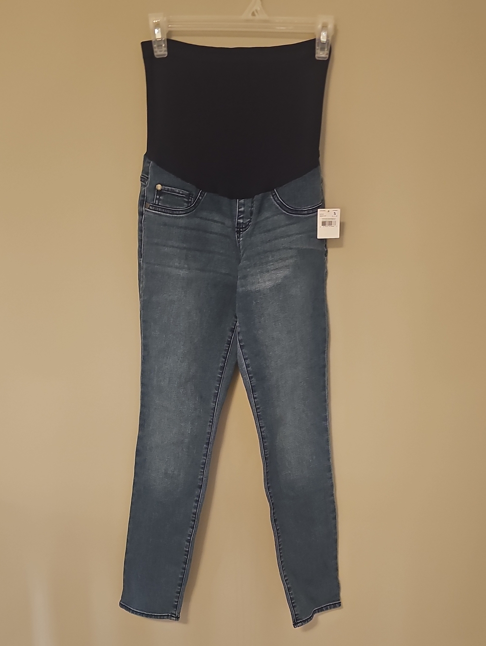 NWT Maternity Indigo Blue Women’s Skinny Jeans in Blue with Overband Small